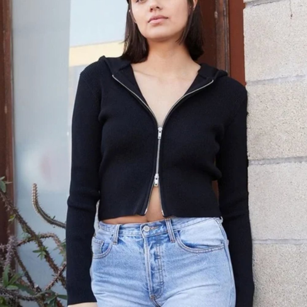 Brandy Melville black Arden knit hoodie